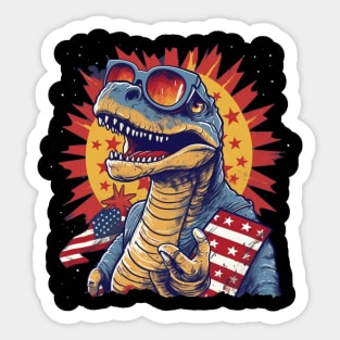 dinosaur  funny 4th of July Sticker